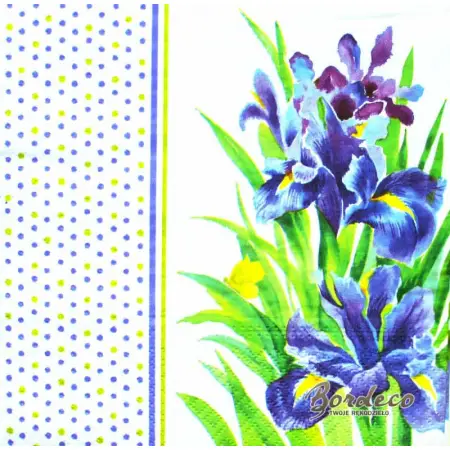 Serwetka do decoupage irysy i kropki 33x33 TETEaTETE Unikat