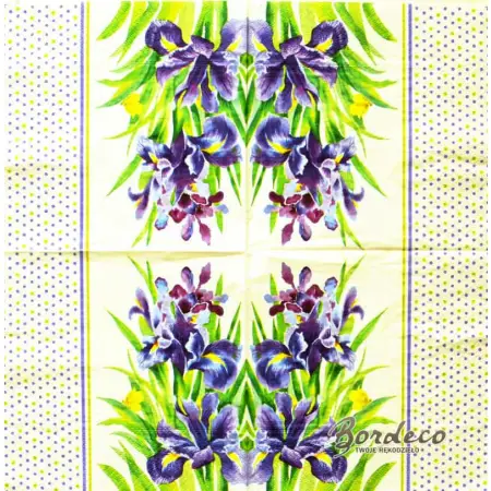Serwetka do decoupage irysy i kropki 33x33 TETEaTETE Unikat