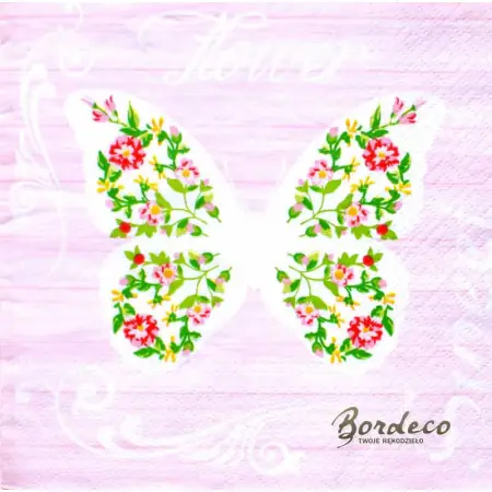 Serwetka do decoupage kwiatowy motyl 33x33 TETEaTETE Unikat