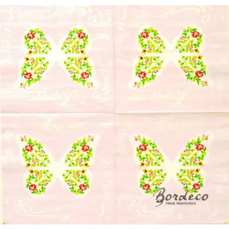 Serwetka do decoupage kwiatowy motyl 33x33 TETEaTETE Unikat