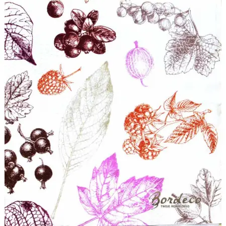 Serwetka do decoupage liście i owoce 33x33 TETEaTETE Unikat