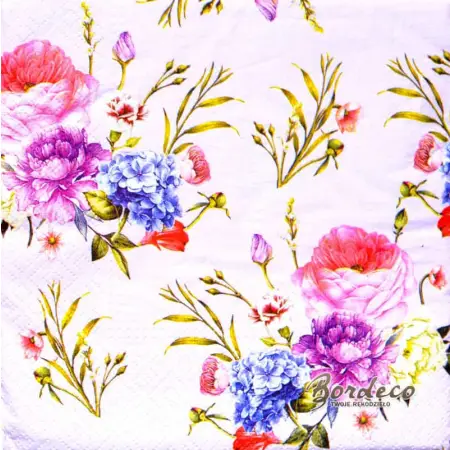 Serwetka do decoupage róże i hortensja  33x33 TETEaTETE Unikat