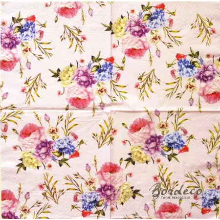 Serwetka do decoupage róże i hortensja  33x33 TETEaTETE Unikat