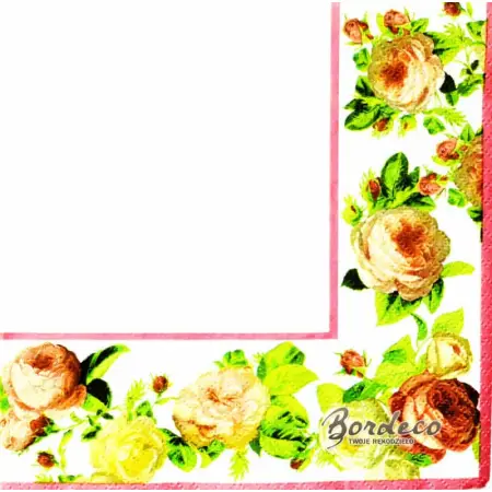 Serwetka do decoupage różyczkowa bordiura 33x33 TETEaTETE Unikat