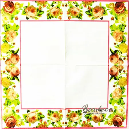 Serwetka do decoupage różyczkowa bordiura 33x33 TETEaTETE Unikat