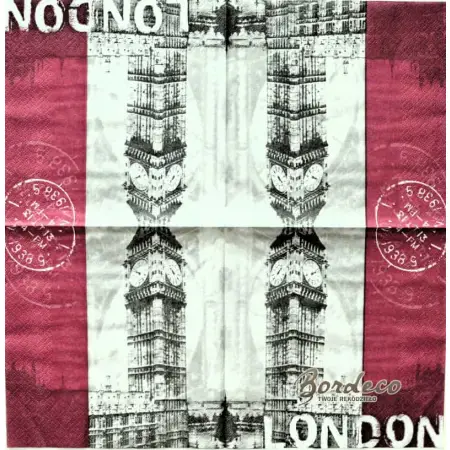 Serwetka do decoupage Londyn, Big Ben, 33x33 TI-FLAIR. Unikat