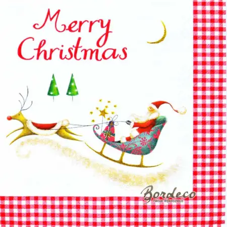 Serwetka do decoupage Mikołaj w saniach, Merry Christams 33x33 TI-FLAIR. Unikat