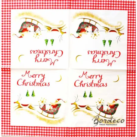 Serwetka do decoupage Mikołaj w saniach, Merry Christams 33x33 TI-FLAIR. Unikat