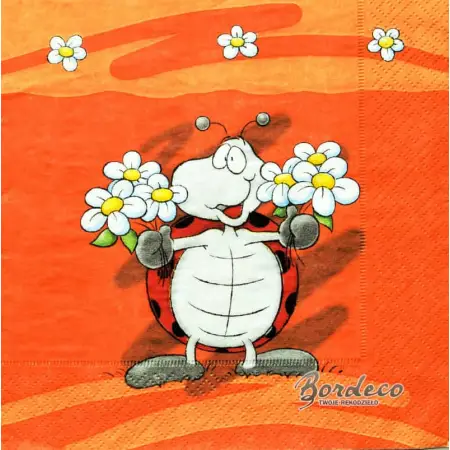 Serwetka do decoupage biedronka z kwiatkami 33x33 TI-FLAIR Unikat