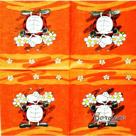 Serwetka do decoupage biedronka z kwiatkami 33x33 TI-FLAIR Unikat