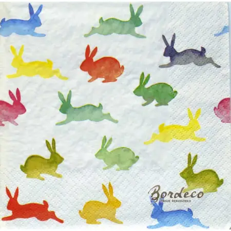 Serwetka do decoupage kolorowe zające 33x33 TI-FLAIR. Unikat