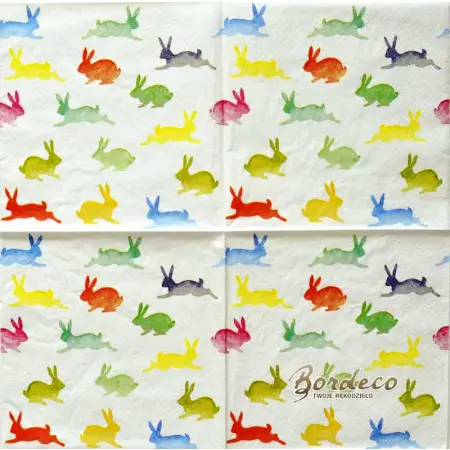 Serwetka do decoupage kolorowe zające 33x33 TI-FLAIR. Unikat