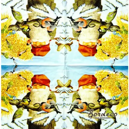 Serwetka do decoupage krasnal karmi ptaszki 33x33 TI-FLAIR. Unikat