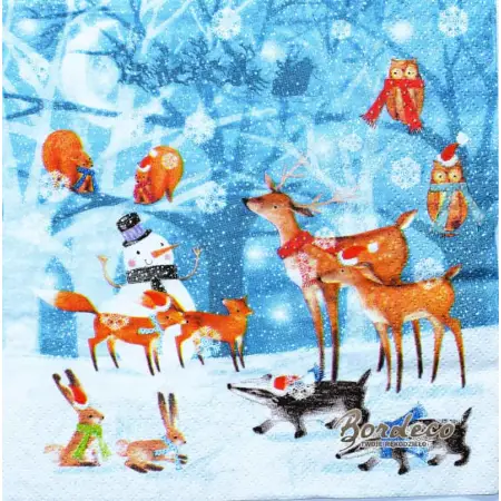 Serwetka do decoupage święta wśród leśnych zwierząt 33x33 TI-FLAIR. Unikat