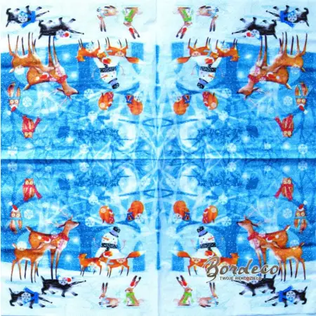Serwetka do decoupage święta wśród leśnych zwierząt 33x33 TI-FLAIR. Unikat
