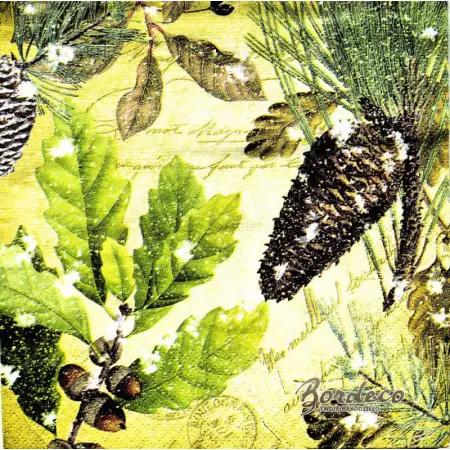 Serwetka do decoupage szyszki, liście i żołędzie 33x33 TI-FLAIR Unikat