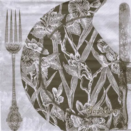 Serwetka do decoupage czarny malowany talerz i sztućce 33x33 TI-FLAIR. Unikat
