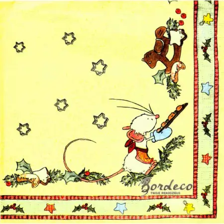 Serwetka do decoupage myszka i święta 33x33 TI-FLAIR. Unikat !!! OSTATNIA SZTUKA !!!