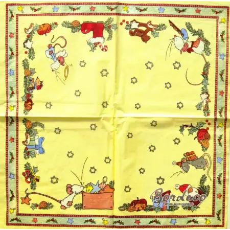 Serwetka do decoupage myszka i święta 33x33 TI-FLAIR. Unikat !!! OSTATNIA SZTUKA !!!