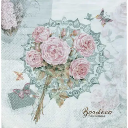 Serwetka do decoupage romantyczny bukiet pastelowych róż 33x33 IHR Unikat