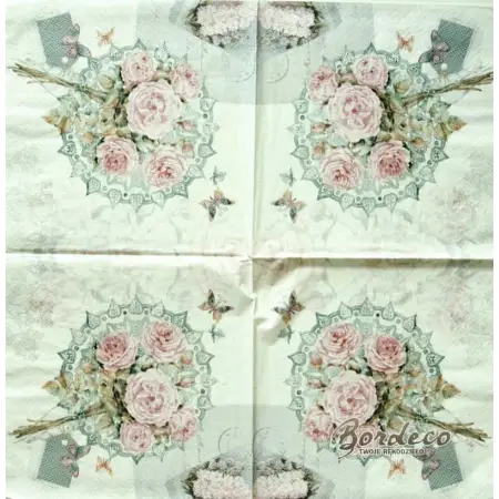Serwetka do decoupage romantyczny bukiet pastelowych róż 33x33 IHR Unikat