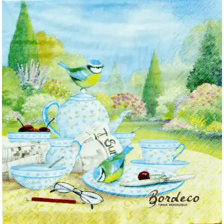 Serwetka do decoupage sikorki przy śniadaniowym stole 33x33 TI-FLAIR Unikat