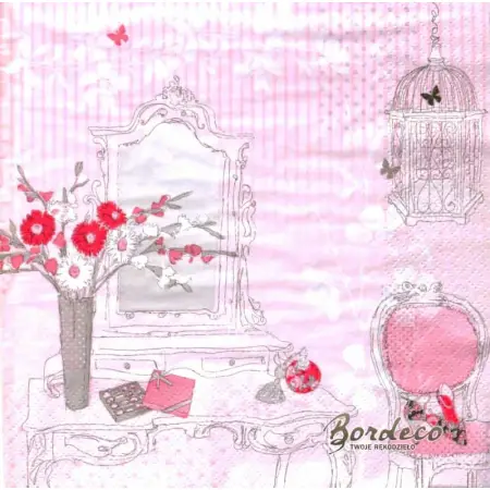 Serwetka do decoupage toaletka w różowym pokoju 33x33 TI-FLAIR Unikat