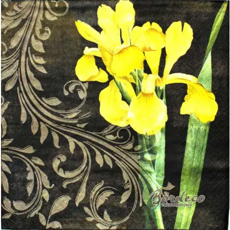 Serwetka do decoupage żółty irys i ornament 33x33 TI-FLAIR Unikat