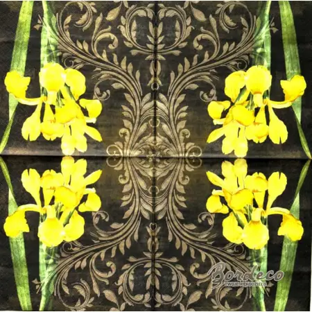 Serwetka do decoupage żółty irys i ornament 33x33 TI-FLAIR Unikat