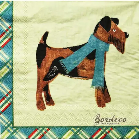 Serwetka do decoupage cztery psy rasowe w szalikach i kamizelkach 33x33 ULSTER WEAVERS Unikat