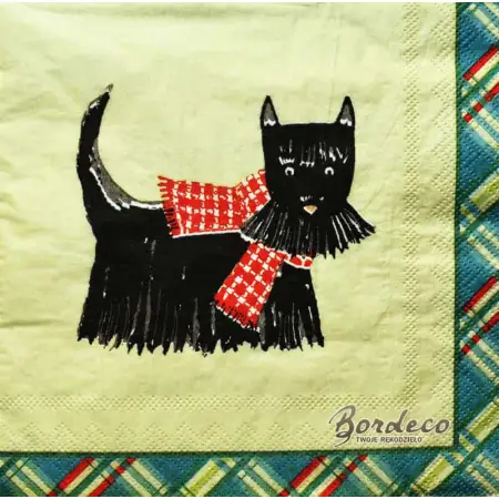Serwetka do decoupage cztery psy rasowe w szalikach i kamizelkach 33x33 ULSTER WEAVERS Unikat
