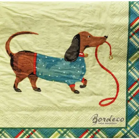 Serwetka do decoupage cztery psy rasowe w szalikach i kamizelkach 33x33 ULSTER WEAVERS Unikat