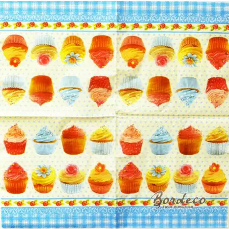 Serwetka decoupage kolorowe babeczki, muffinki 33x33 VICTORA'S Unikat