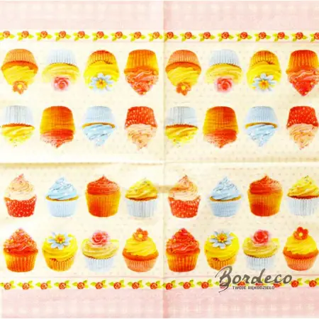 Serwetka decoupage kolorowe babeczki, muffinki 33x33 VICTORA'S Unikat