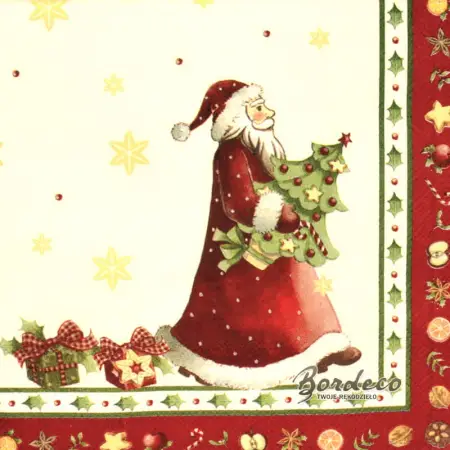 Serwetka do decoupage Mikołaj z choinką 33x33 VILLEROY Unikat