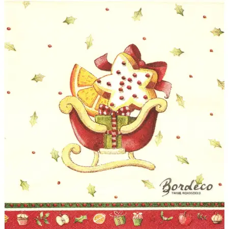 Serwetka do decoupage sanie z piernikami 25x25 VILLEROY&BOCH Unikat