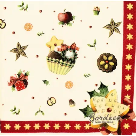 Serwetka do decoupage świąteczne drobiazgi 33x33 VILLEROY Unikat