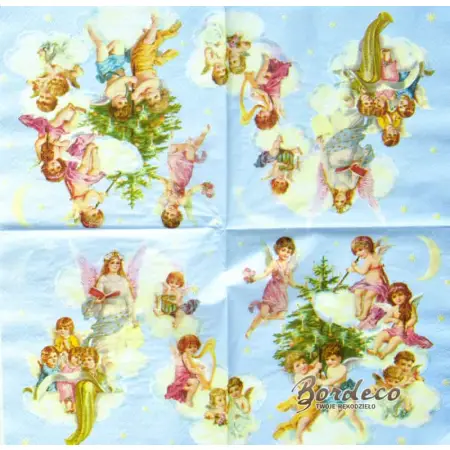 Serwetka do decoupage cherubinki na obłokach 33x33 VIVA. Unikat