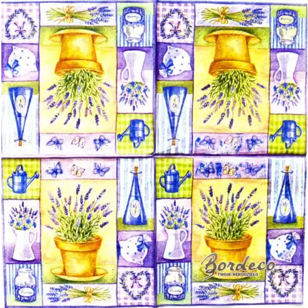 Serwetka do decoupage lawenda w różnej postaci 33x33 VIVA. Unikat
