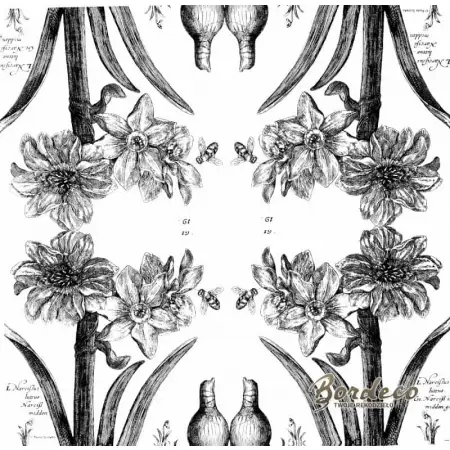 Serwetka do decoupage czarno-białe narcyzy grafika 33x33 VIVA. Unikat