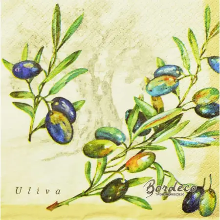 Serwetka do decoupage gałązki oliwek 33x33 VIVA. Unikat