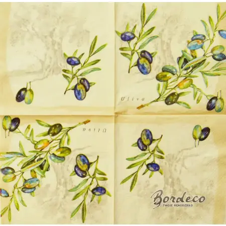 Serwetka do decoupage gałązki oliwek 33x33 VIVA. Unikat