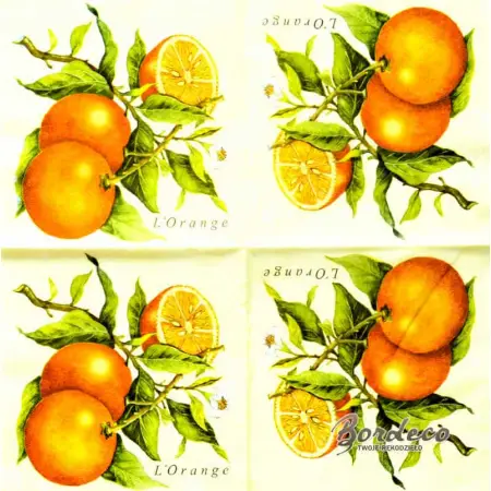 Serwetka do decoupage pomarańcze 33x33 VIVA. Unikat