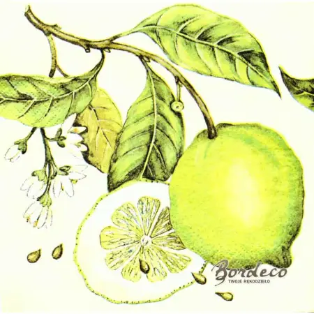 Serwetka do decoupage zielone cytryny 33x33 VIVA. Unikat