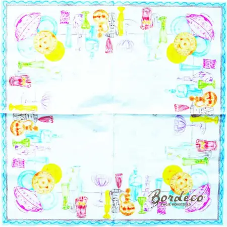 Serwetka do decoupage naczynia stołowe z kolorowego szkła 33x33 ZARA HOME Unikat