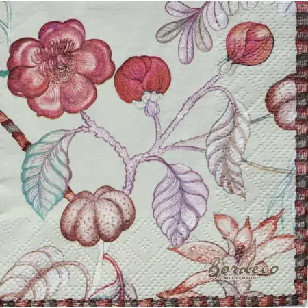 Serwetka do decoupage motywy roślinne czerwone i różowe 25x25 ZARA HOME Unikat