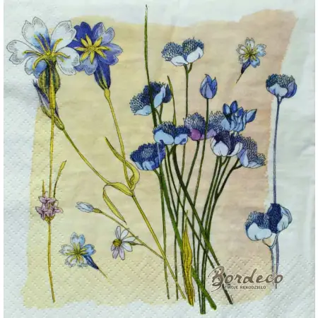 Serwetka do decoupage szkicowane kwiaty 33x33 ZARA HOME Unikat