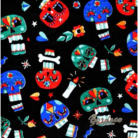 Serwetka do decoupage meksykanskie trupie czaszki 33x33 ZEBRA Unikat