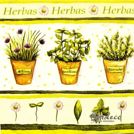 Serwetka do decoupage zioła w doniczkach 33x33 ATELIER Unikat