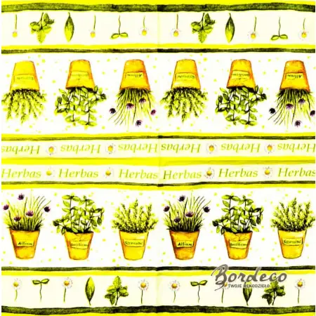 Serwetka do decoupage zioła w doniczkach 33x33 ATELIER Unikat